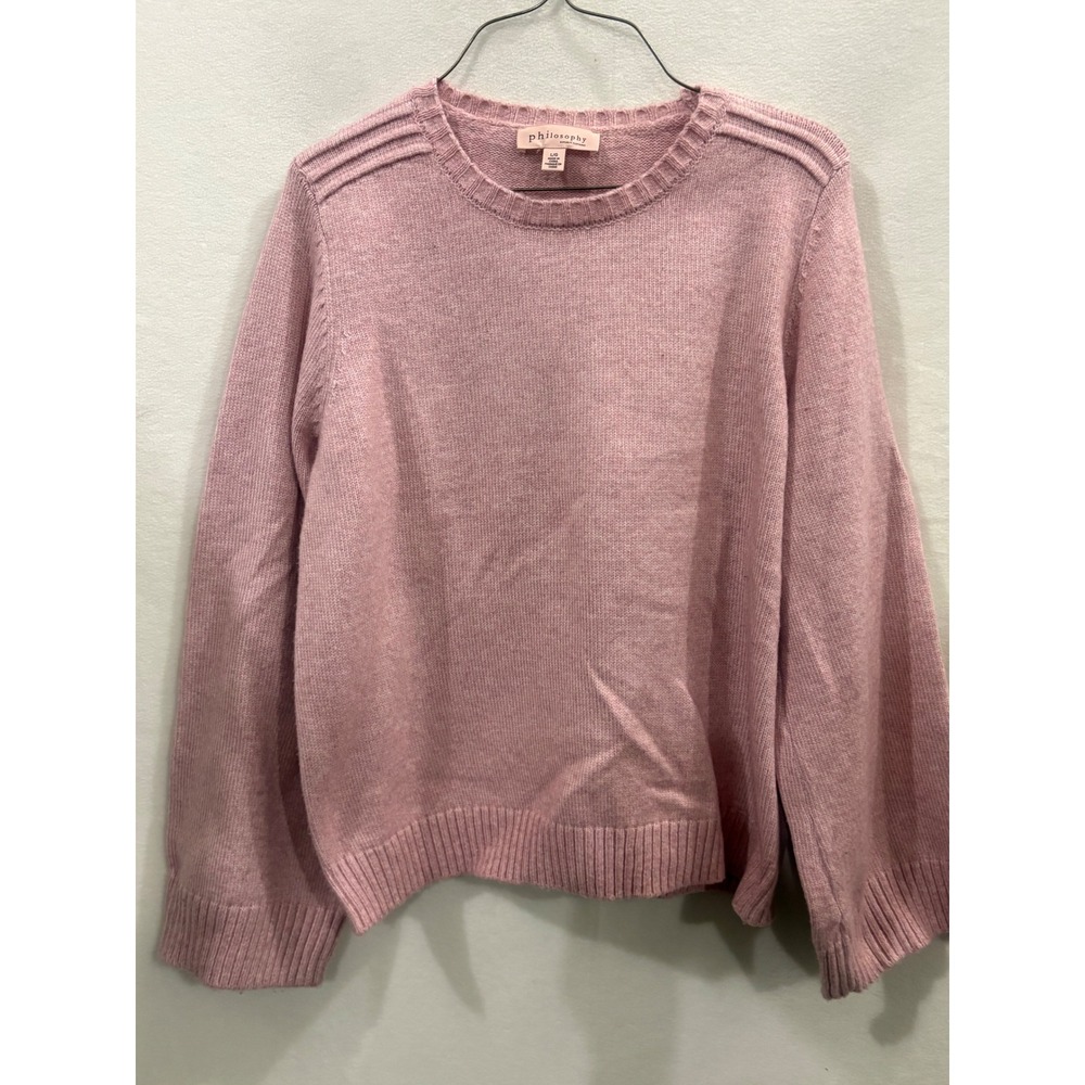 Philosophy Republic Clothing Mauve Pink Crewneck Sweater Womens Large Rib Knit